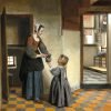  LaquePrint op hout – Een vrouw met een kind in een bijkeuken – Pieter de Hooch – 19,5 x 26 cm – bestelnummer: LP051