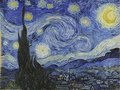 LaquePrint op hout - The starry night - Vincent van Gogh - 26 x 19,5 cm - bestelnummer: LP160