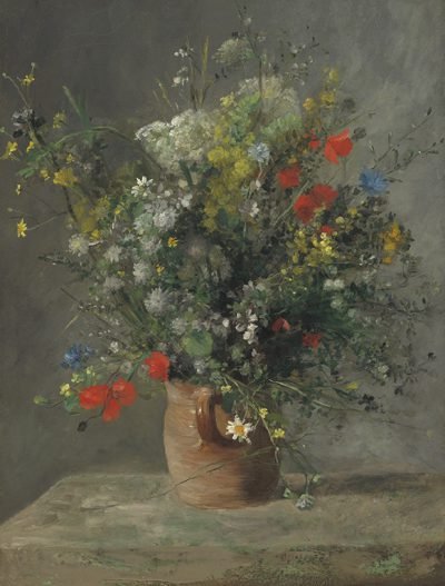 LaquePrint op hout - Bloemen in een vaas - Pierre Auguste Renoir - 19,5 x 26 cm - bestelnummer: LP279